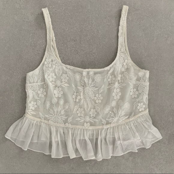 Elizabeth and James Tops - ELIZABETH & JAMES EMBROIDERED CROP TOP